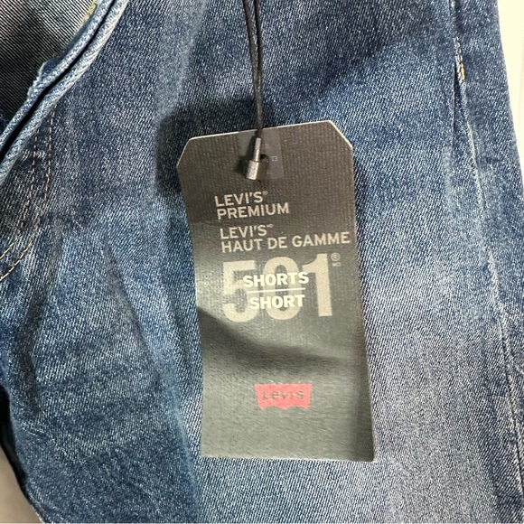 Nwt levis button fly 501 denim jean shorts stretchy sits at waist - Picture 10 of 11